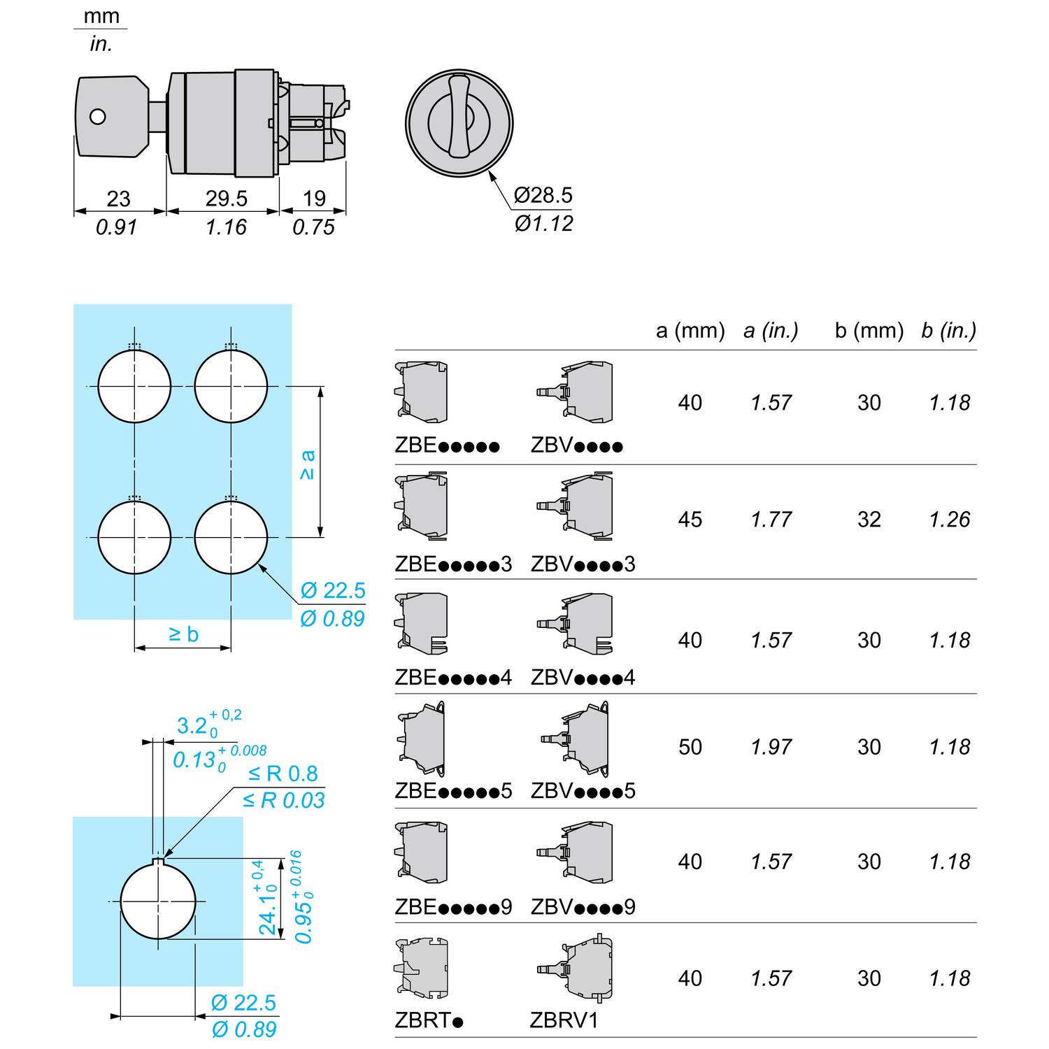 Selector de Llave Harmony XB5 de 2 Posiciones