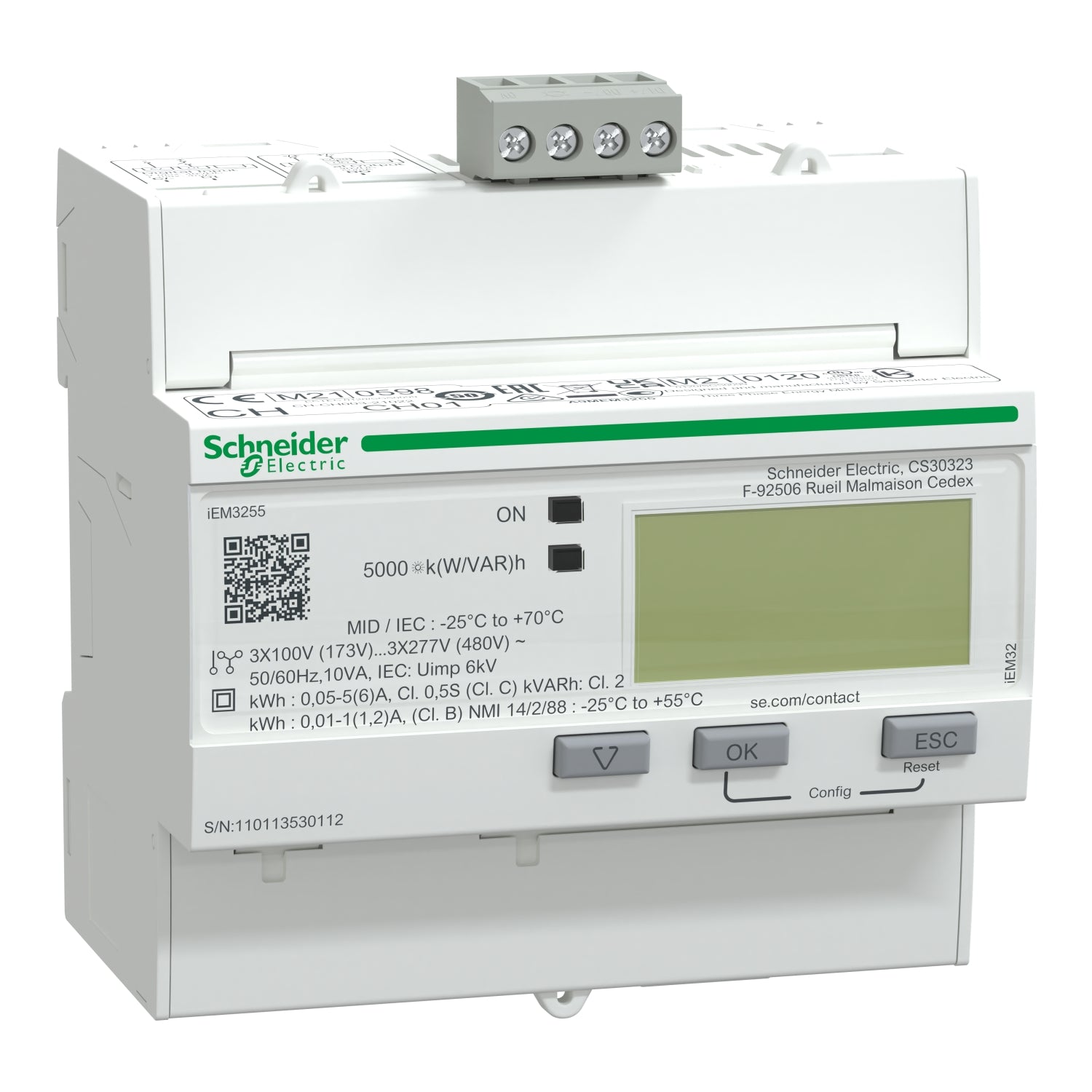 Medidor de Energía Acti9 iEM3255 Modbus MID Clase 0.5S