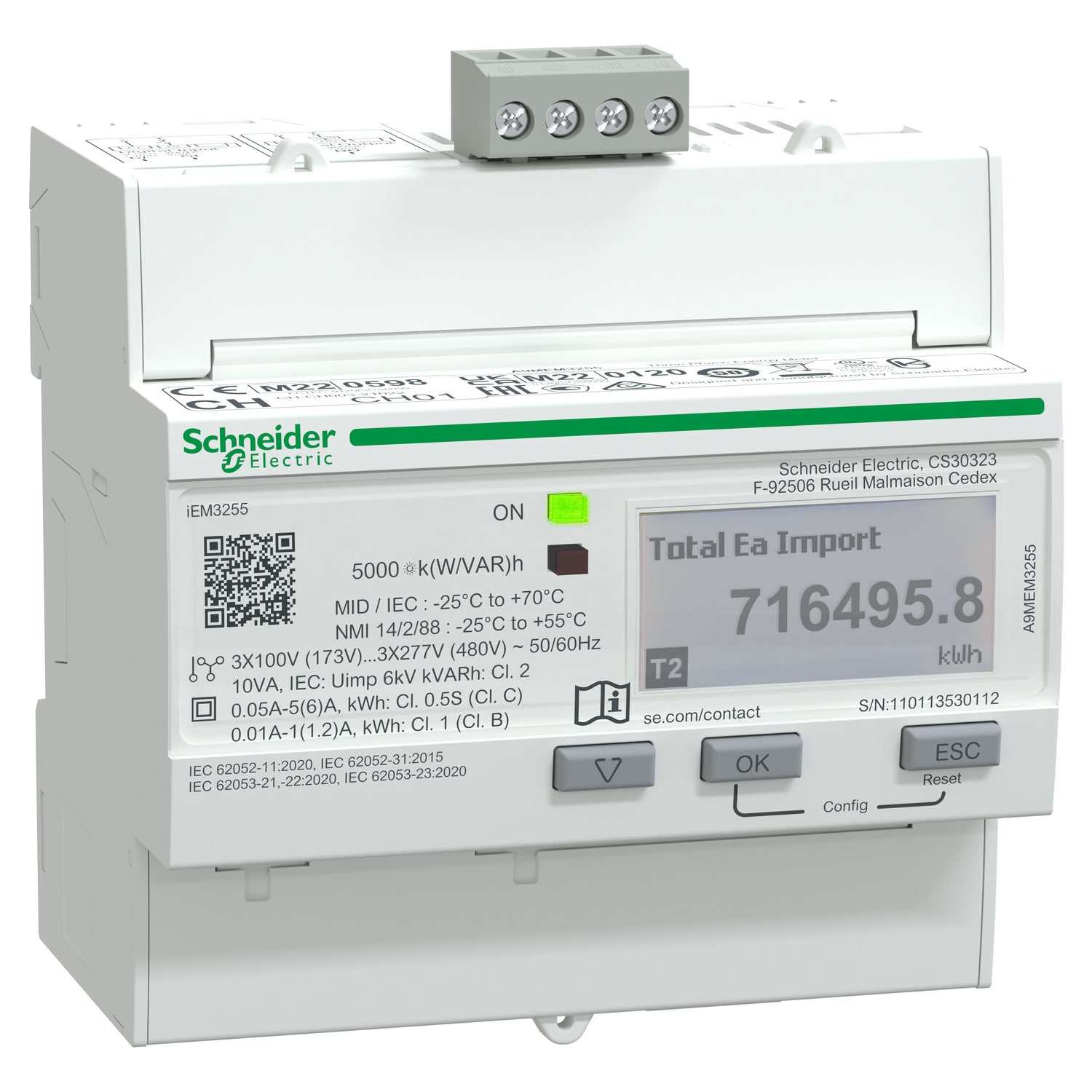 Medidor de Energía Acti9 iEM3255 Modbus MID Clase 0.5S